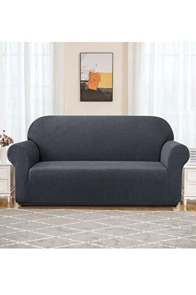 COOYA Three Seater Exquisitely Full Coverage Sofa Cover Dark Grey 190-230cm