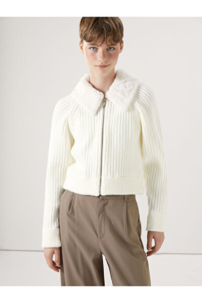 LC Waikiki Peak New Season Shirt Collar Solid Long Sleeve Women's Knitwear Cardigan