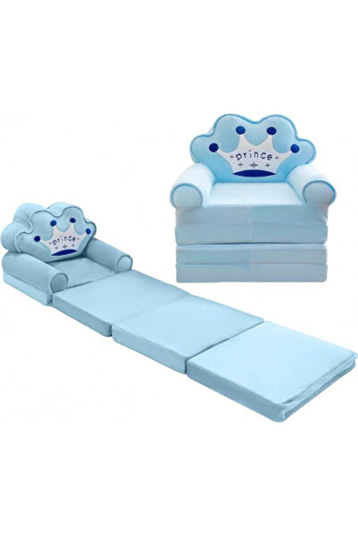 OEM Fotoliu extensibil pentru copii din pluș - Prince - 150 cm - Albastru