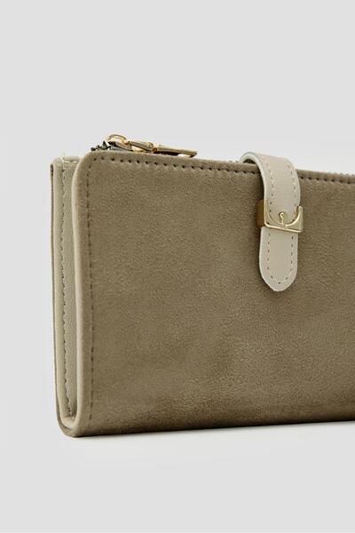 Shule Bags Kemerli Alpha Cüzdan Süet Vizon