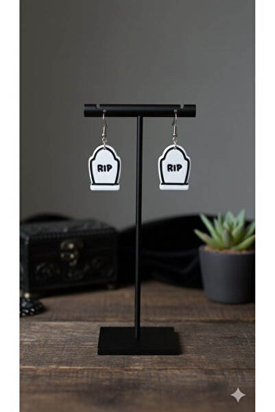 Lu Atelier Grave Noir Gothic Design Handmade Polymer Clay Earrings – Alternative Style Halloween Concept Earrings