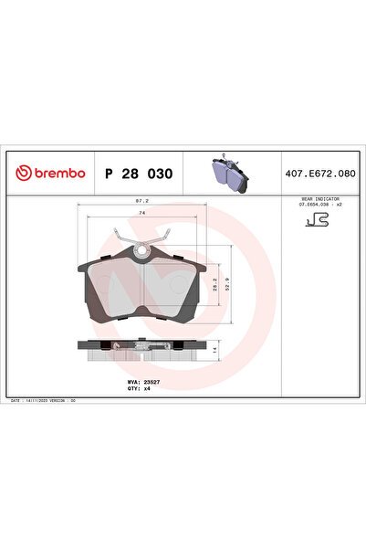 Brembo Комплект спирачни накладки за дискови спирачки Honda Accord 6/Accord 7