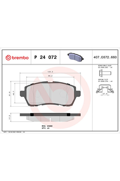 Brembo Комплект накладки за дискови спирачки Ford Fiesta 6/Fiesta Sedan Ford ...