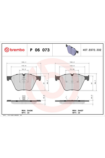 Brembo Set Placute Frana Frana Disc Alpina B6 Gran Bmw 5 Gran Turismo/7/X5