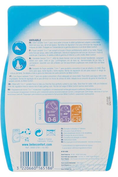 BEBE CONFORT 30000781 2 Silicone Standard Base S.1 Teats - Clear