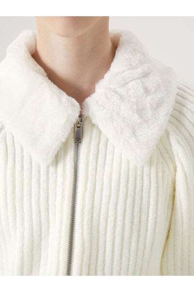 LC Waikiki Peak New Season Shirt Collar Solid Long Sleeve Women's Knitwear Cardigan