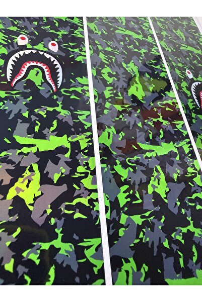 ca kay bu Bape Kamuflaj Bisiklet Sticker – 27x6.5 cm Suya Dayanıklı Görsel Ka...