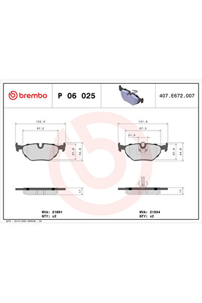 Brembo Set Placute Frana Frana Disc Bmw 3/Z1 Roadster Mg Mg 6