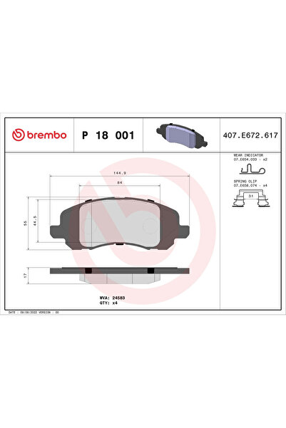 Brembo Set Placute Frana Frana Disc Chrysler 200/Sebring Chrysler (Bbdc) Sebring