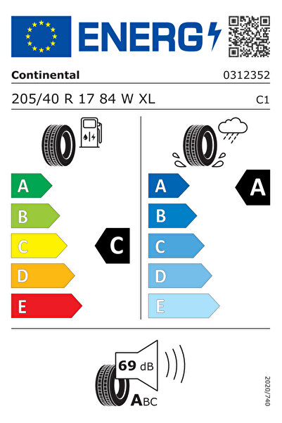 Continental UltraContact Summer Tire (205/40 R17 84W XL EVc)