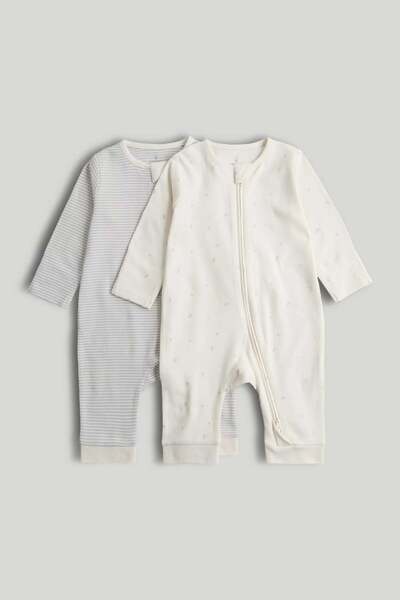 MOTHERCARE 2 Pack Footless Zip-Up Sleepsuits