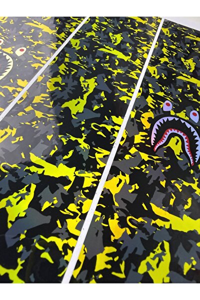 ca kay bu Bape Kamuflaj Bisiklet Sticker – 27x6.5 cm Suya Dayanıklı Görsel Ka...