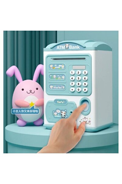 Hibana Parmak İzi Görünümlü Elektronik Şifreli Otomatik Kağıt Para Alan ATM Kumbara yeşil