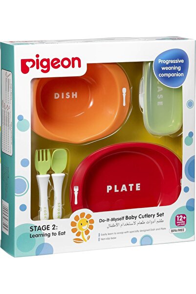Pigeon Do It Myself Baby Cutlery Stage 2 Set - Non-Slip BPA-Free Fork, Spoon,...