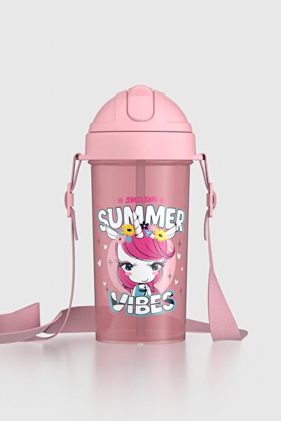 Renga Cosmo Patterned Pp Children's Lunch Box and Water Bottle Set 192017 Pink