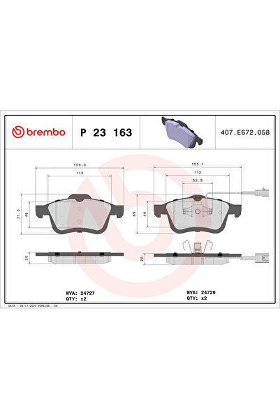 Brembo Set Placute Frana Frana Disc Chrysler Delta Fiat Doblo Cargo/Doblo Bus...