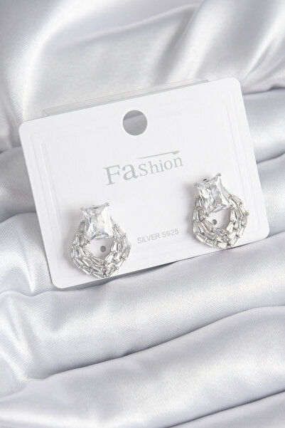 Skygo Brass Silver Color Zircon Stone Women's Earrings - TJ-BKP8394