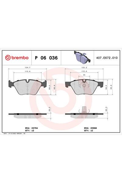Brembo Set Placute Frana Frana Disc Bmw 3/X1/Z4 Roadster