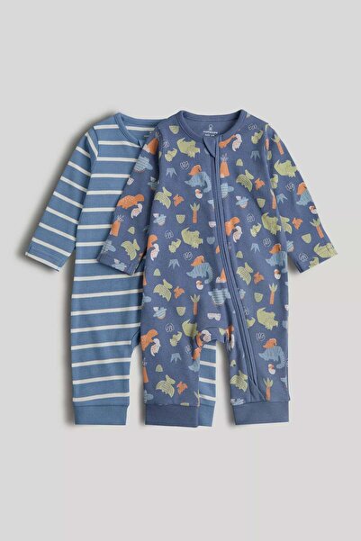 MOTHERCARE 2 Pack Dinosaur Footless Sleepsuits