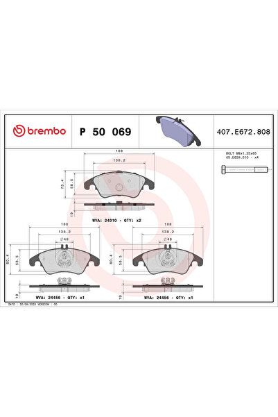 Brembo Set Placute Frana Frana Disc Mercedes-Benz C-Class/Cls/E-Class Mercede...