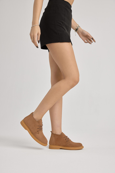 Tonny Black Kadın Taba Süet Termo Taban Bağcıklı Günlük Bot