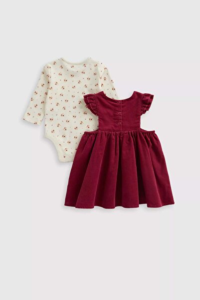 MOTHERCARE Berry Cord Pinny Dress, Bodysuit and Tights Set