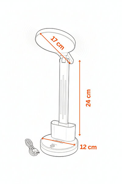 Badem10 Beyaz Dokunmatik 3 Renkli Kademesiz Karartmalı Type C Şarjlı Masa Lambası Kalemlikli 10W