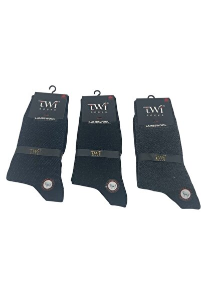 MYS GRUP TEKSTİL Мъжки 3-компонентен зимни чорапи от агнешка вълна - Вълнени чорапи - Термо чорапи/TWİ