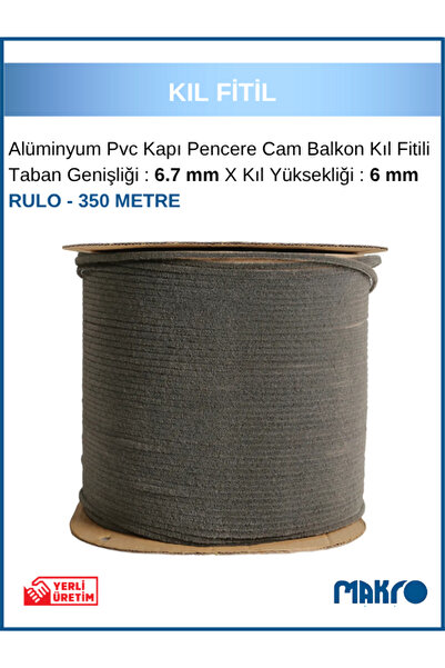 GLASSMAKRO Alüminyum Pvc Kapı Pencere Cam Balkon Kıl Fitili En 6,7mm - Kıl Uzunluğu: 6mm - RULO - 350 METRE