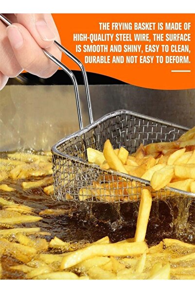 COOYA Stainless Steel Reusable Mini Square Frying Basket Set of 4 With Handle