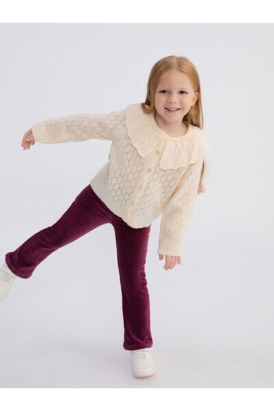 LC Waikiki Beli Lastikli Kadife Kız Çocuk Tayt