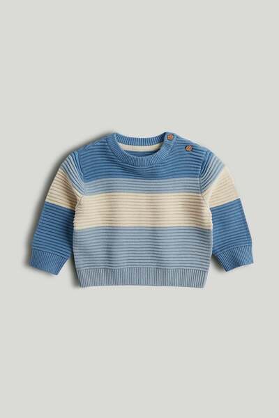 MOTHERCARE Blue Striped Ottoman Knitted Jumper