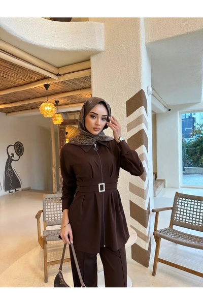 LİA TESETTÜR Lia Double Suit with Zipper Detail