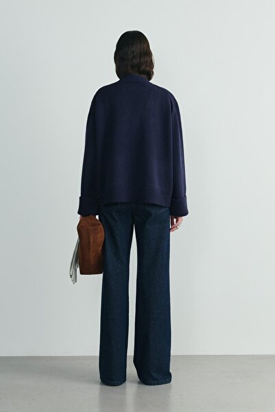 Suud Collection Lacivert Ura Triko Düğmeli Hırka