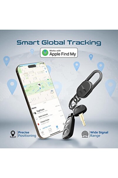 Promate TagChain Bluetooth Tracker Keychain — Apple Find My, 90dB, IP67, 3-Month Standby