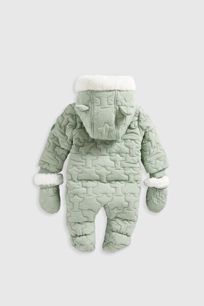 MOTHERCARE Green Car Quilted Snowsuit