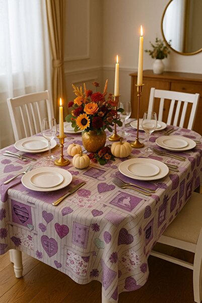 Kotys Design Față de masă Purple Heart, material Loneta