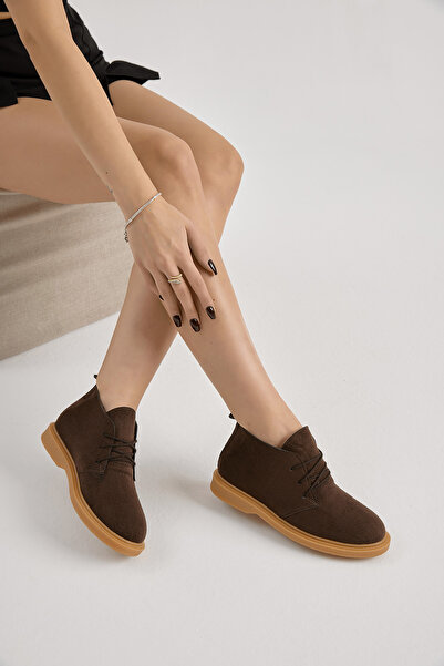 Tonny Black Kadın Kahve Süet Termo Taban Bağcıklı Günlük Bot