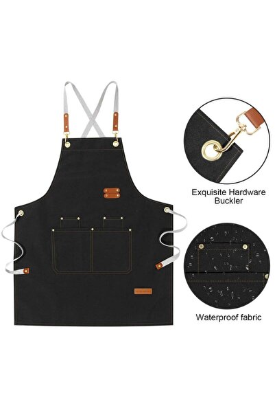 Arabest Cotton Canvas Cross Back Chef Apron with Large Pockets, Heavy Duty Ad...