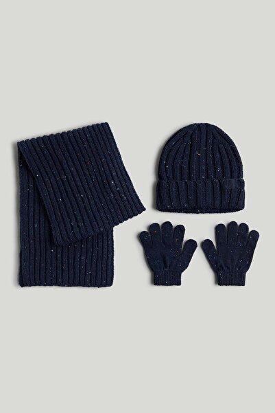 MOTHERCARE Navy Knitted Hat, Scarf and Gloves Set