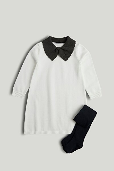 MOTHERCARE Cream Knitted Dress and Tights Outfit