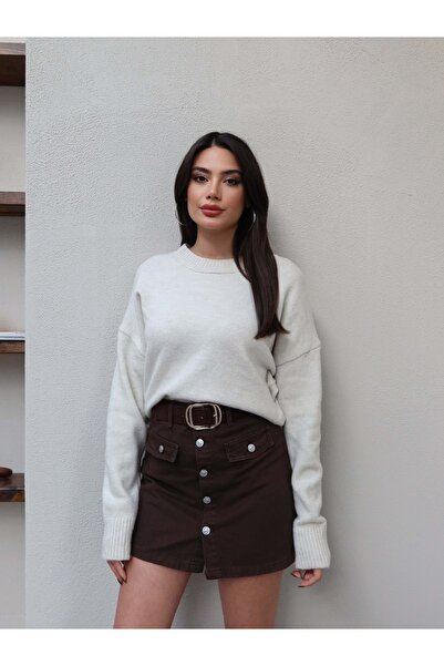 ESRAHELVACI Fusta din denim cu buzunar pentru acoperire