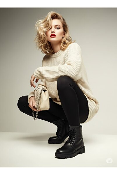 DOZZER Women's Full-Face Genuine Leather Fur Boots Water Resistant