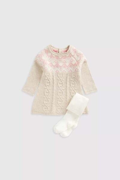 MOTHERCARE فستان محبوك وجوارب طويلة