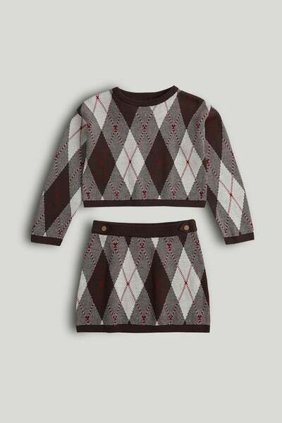 MOTHERCARE Diamond Knitted Jumper and Skirt Outfit