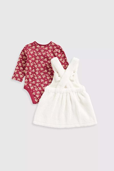MOTHERCARE Borg Pinny Dress, Bodysuit and Tights Set