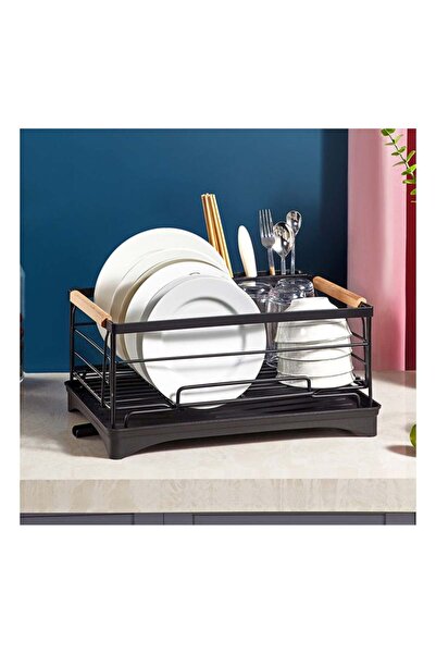 COOYA رف تخزين أسود مقاوم للصدأ، رف أدوات مائدة