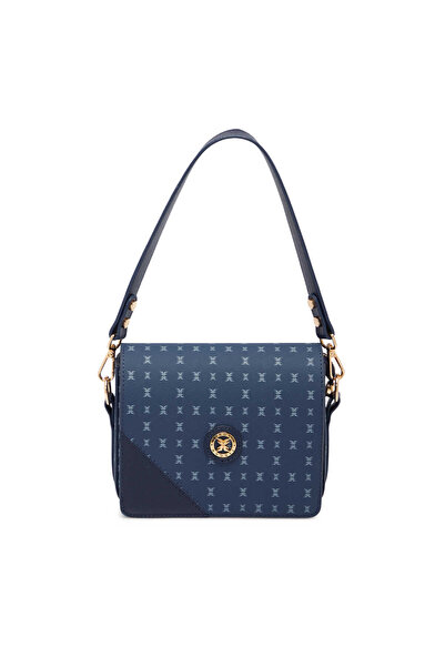 Tergan Lacivert Print Kadın Omuz Çantası - S1WPR0000807-T1F