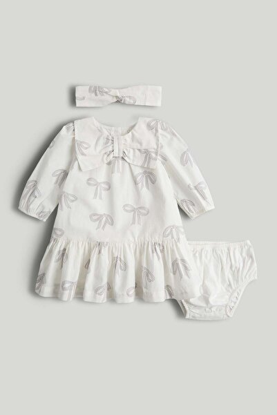 MOTHERCARE White Bow Dress 3-Piece Outfit