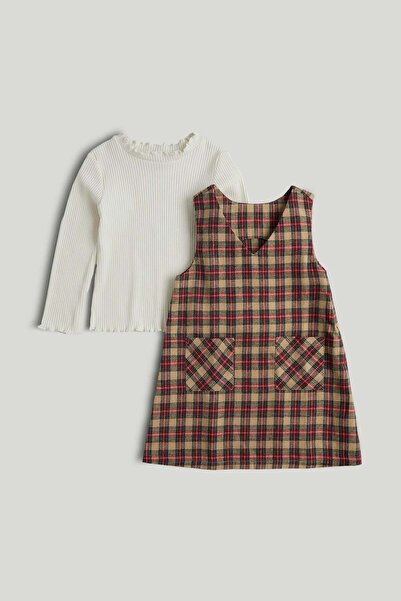 MOTHERCARE Checked Pinny Dress and T-Shirt Outfit